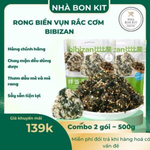 [COMBO 2 GÓI TỔNG 500G] Rong Biển Rắc Cơm Nhiều Vừng Bibizan , snack food rong biển vụn, nội địa Trung Ăn Vặt Lá Rong Biển, Rong Biển Trộn Cơm
