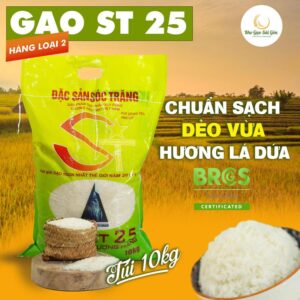 Gạo ST25 10kg Lúa Tôm Dẻo (Loại 2) Mềm Cơm - Dẻo Vừa _ Thơm Nhẹ
